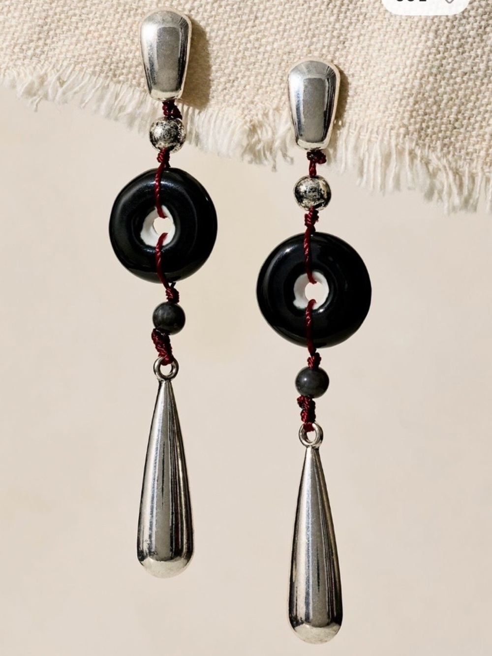 Free People Silver and Black Drop Dangle Earrings